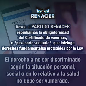 No al pase sanitario - flyer Partido Renacer